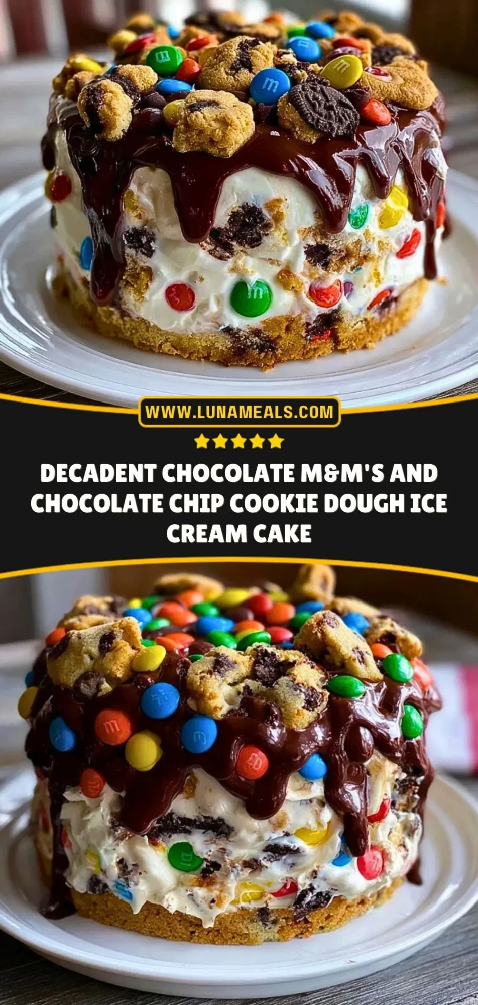 Decadent Chocolate M&M's and Chocolate Chip Cookie Dough Ice Cream Cake (3)