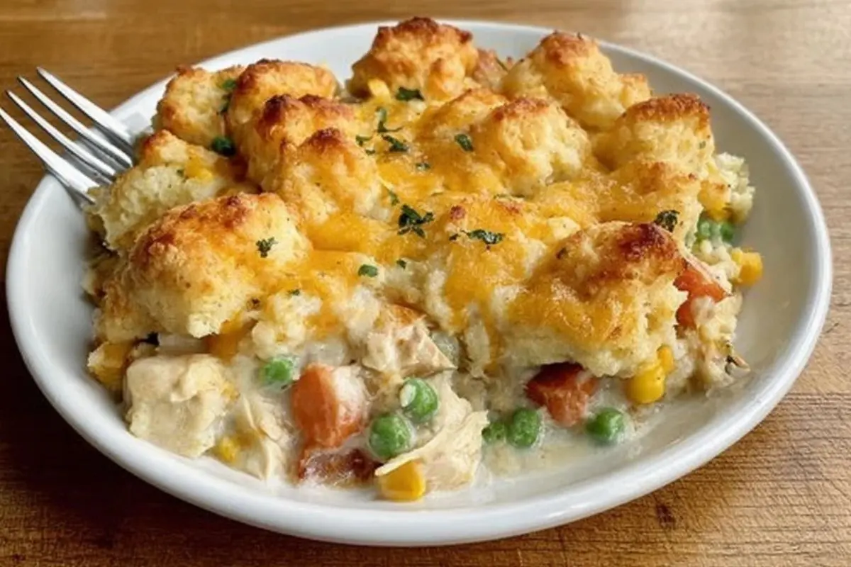 Easy Chicken Cobbler Dinner Casserole (Made with Red Lobster Biscuit Mix)