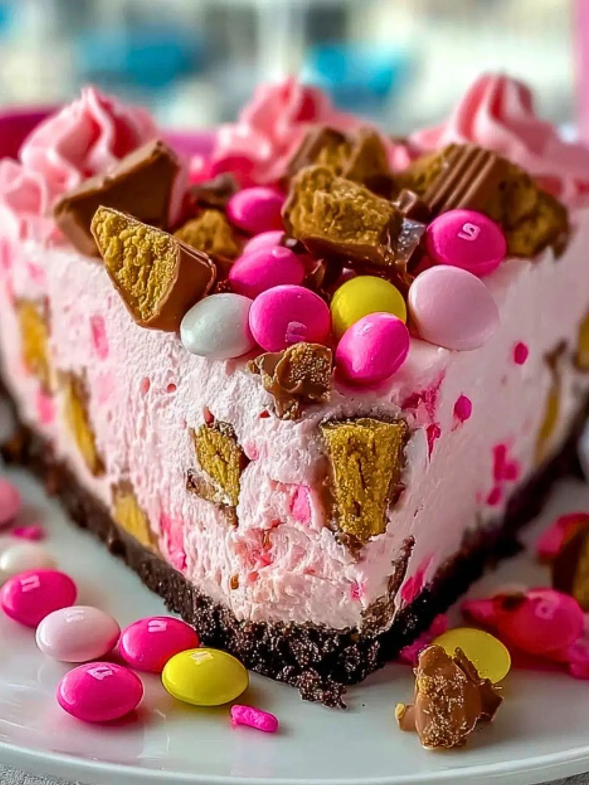 Pink M&M Snickers Cheesecake (1)