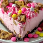 Pink M&M Snickers Cheesecake