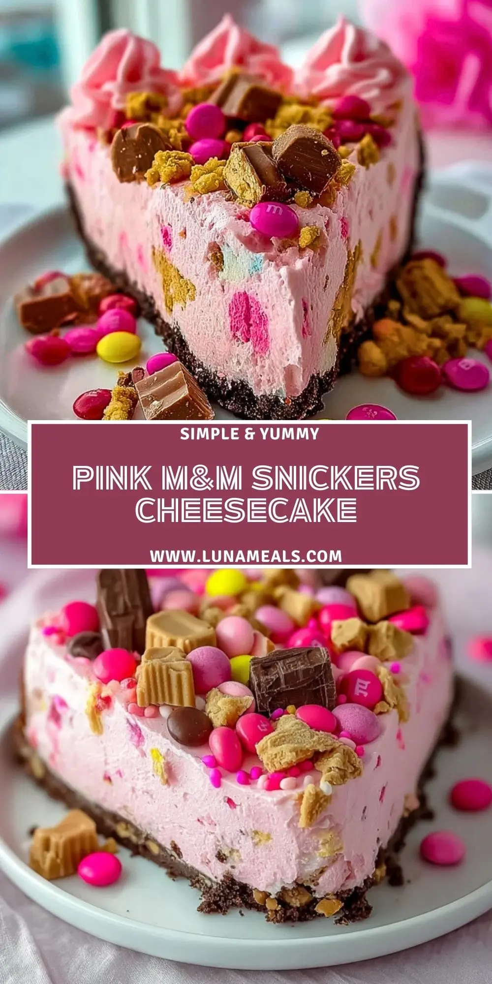 Pink M&M Snickers Cheesecake (2)